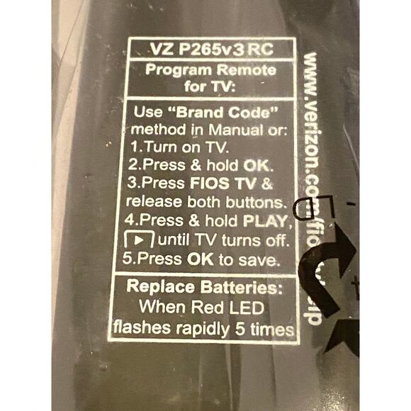Verizon Fios TV P265v3 RC New in Sealed Bag, with instructions and batteries - Picture 6 of 8